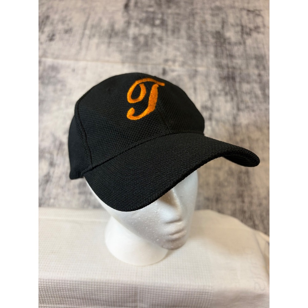 Augusta Sportswear Black Mesh Baseball Cap Orange Letter J Embroidered Hat Adult